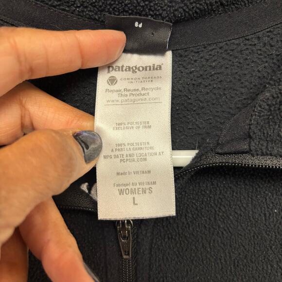 Patagonia Womens Black Fleece Quarter Zip Touchstone Climbing Large Outdoor Hike - Picture 5 of 10